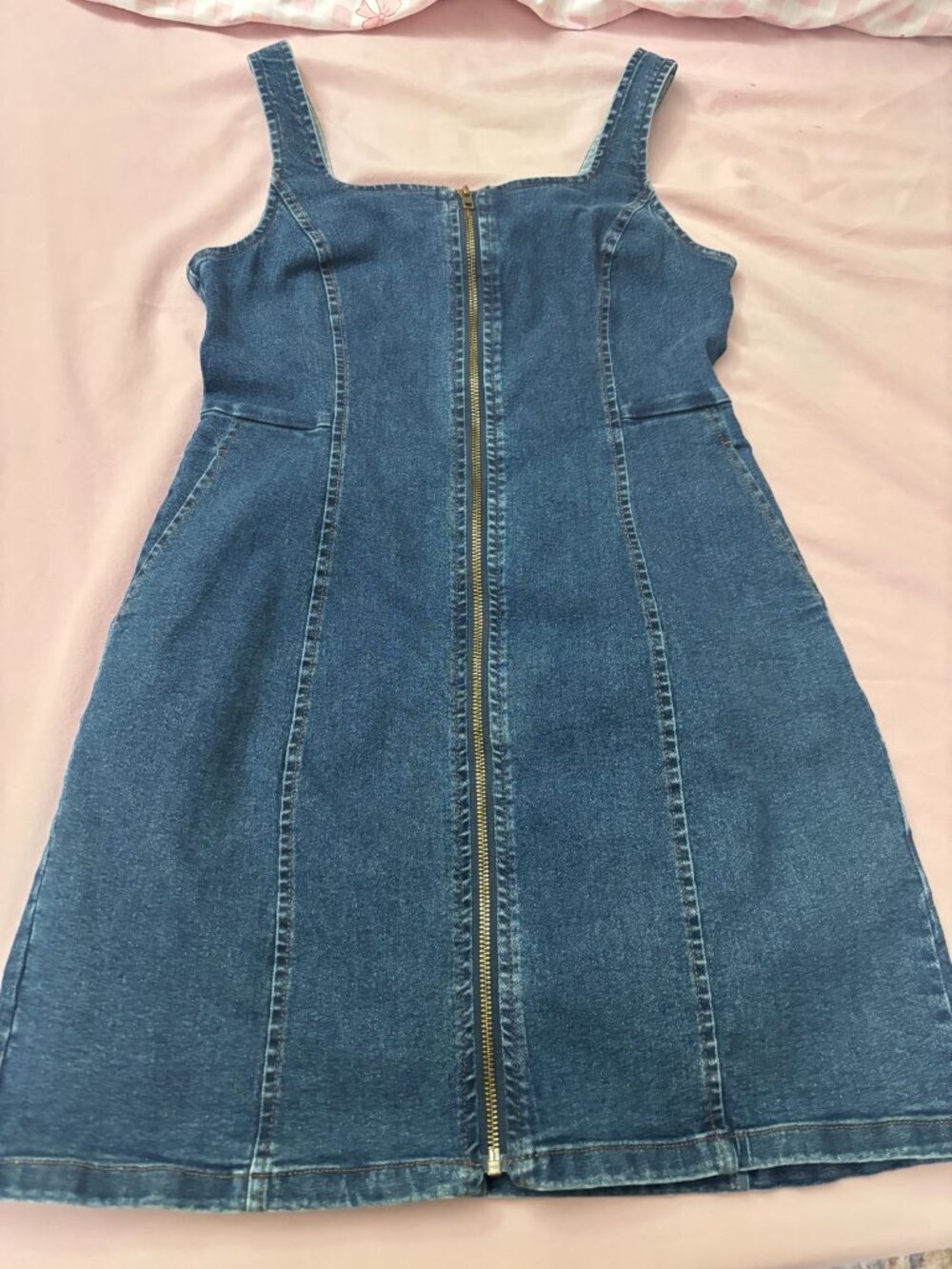 GU Sleeveless Denim Zip-Front Mini Dress - Size S